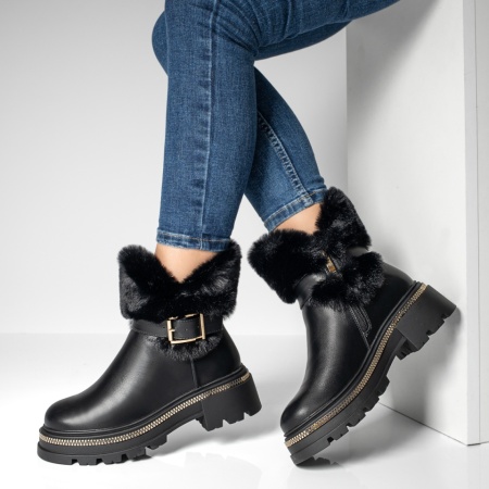 REDUCERI INCALTAMINTE, Ghete dama cu fermoar negre MOD12777, modlet.ro