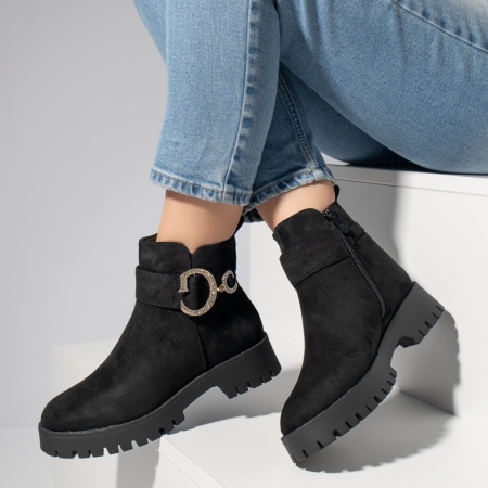 Ghete dama cu fermoar negru suede ZEF12397, 4, zeforia.ro