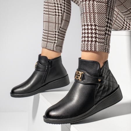 Ghete dama cu fermoar si catarama negre MOD07070, 2, modlet.ro