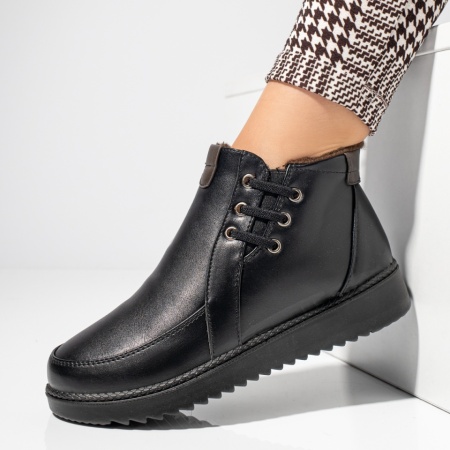 REDUCERI INCALTAMINTE, Ghete dama cu fermoar si insertie de material elastic negre MOD07661, modlet.ro