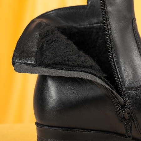 Ghete dama cu fermoar si talpa joasa negre din Piele naturala OANA5, 3, modlet.ro