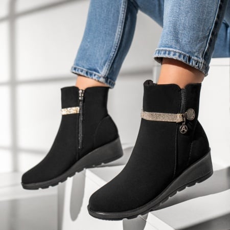 Ghete cu platforma, Ghete dama cu platforma negru suede ZEF12851, zeforia.ro