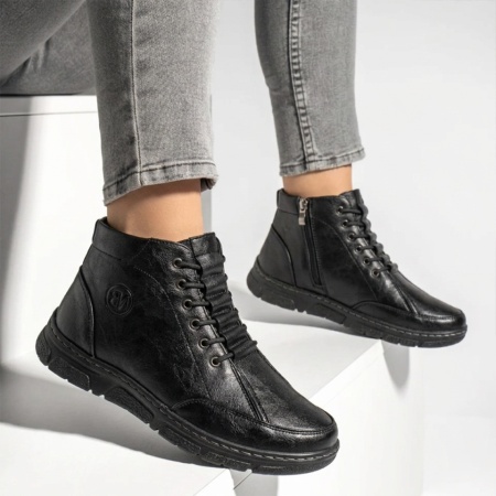 Ghete dama cu siret elastic si fermoar negre LILI32, 3, modlet.ro