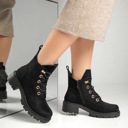 Ghete dama cu siret negru suede MOD12843, 4, modlet.ro