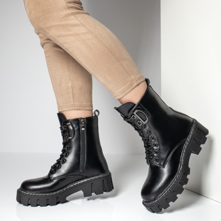 Ghete dama cu siret si fermoar negre MOD06924, 2, modlet.ro