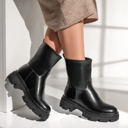 Ghete dama cu talpa groasa negre MOD02179, 3, modlet.ro