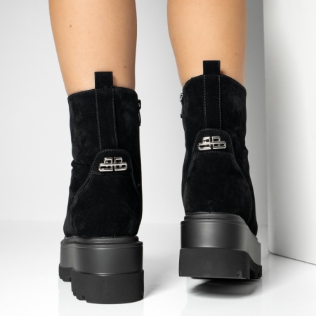 Ghete dama cu talpa groasa si fermoar negru suede MOD14095, 4, modlet.ro