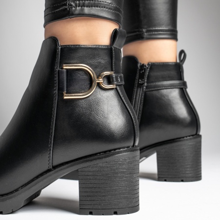 Ghete dama cu toc gros si fermoar negre MOD12726, 3, modlet.ro