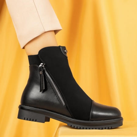 Ghete dama negre cu fermoar MOD07124, 3, modlet.ro