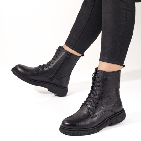 Ghete dama negre cu siret din Piele naturala MOD09865, 3, modlet.ro