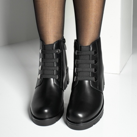 Ghete dama negre cu toc si fermoar MOD07128, 3, modlet.ro