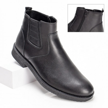 Ghete din Piele naturala barbati negre cu fermoar MOD02510, 3, modlet.ro