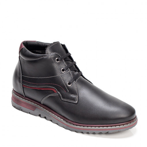 Ghete negre barbati din Piele naturala cu siret MDL07061