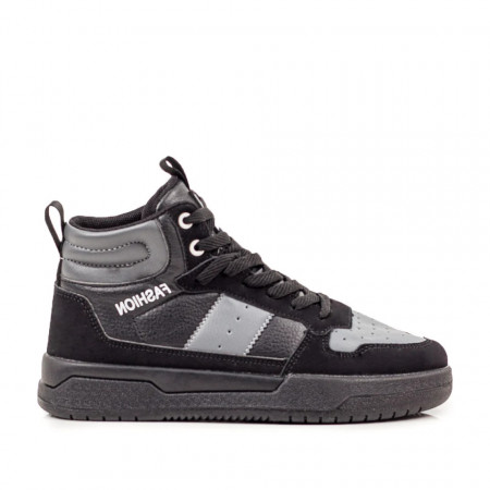 Ghete sport negre cu gri unisex cu siret MOD07011, 3, modlet.ro