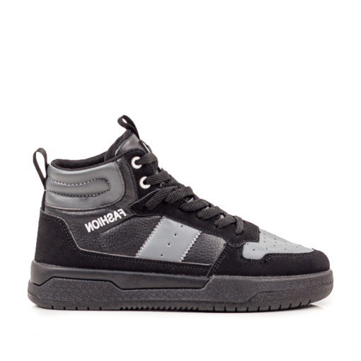 Ghete Dama, Ghete sport negre cu gri unisex cu siret MOD07011, modlet.ro