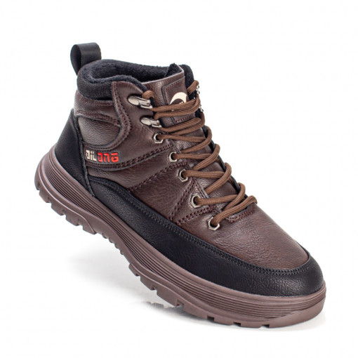 REDUCERI INCALTAMINTE, Ghete unisex negru cu maro inchis sport cu siret MOD07363, modlet.ro
