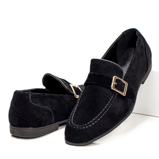 Mocasini barbati, Mocasini barbati cu catarama negru suede ZEF05406, zeforia.ro