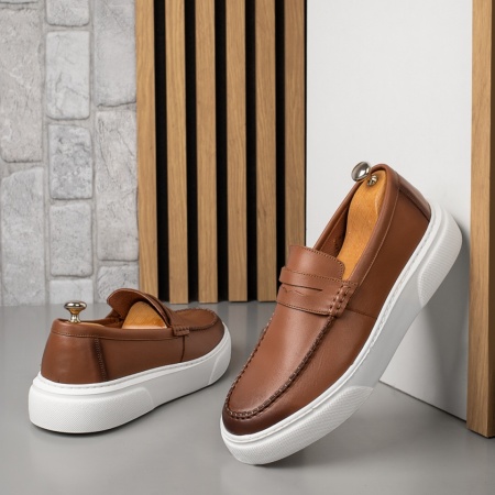 Mocasini barbati cu talpa groasa maro din Piele naturala MOD14057, 3, modlet.ro