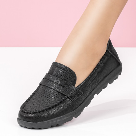 Mocasini dama cu perforatii negri MOD08372