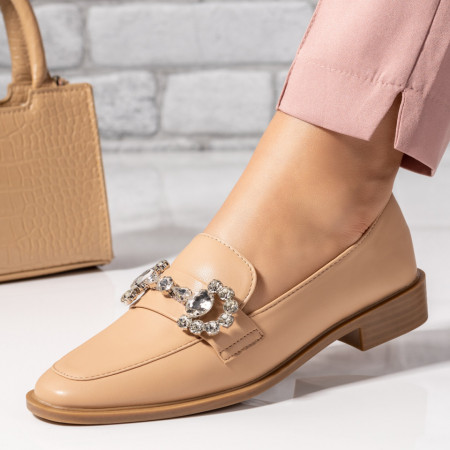 Balerini si Mocasini Dama, Mocasini dama cu pietre aplicate khaki MOD09756, modlet.ro