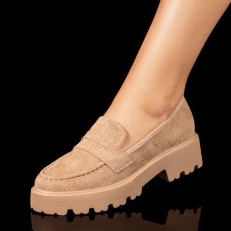 Mocasini dama khaki suede ZEF10098