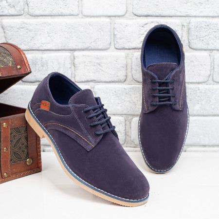 Pantofi barbati, Pantofi barbati casual albastri suede MOD04237, modlet.ro