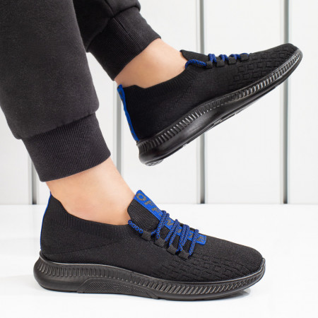 Adidasi barbati, Pantofi barbati sport negri cu albastru ZEF08525 - zeforia.ro