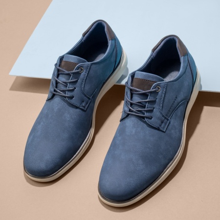 Pantofi barbati, Pantofi casual barbati cu siret albastri MOD11223, modlet.ro