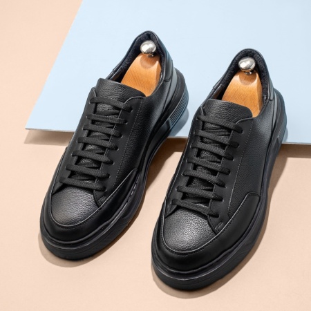 Pantofi casual barbati cu siret negri din Piele naturala MOD12107, 3, modlet.ro