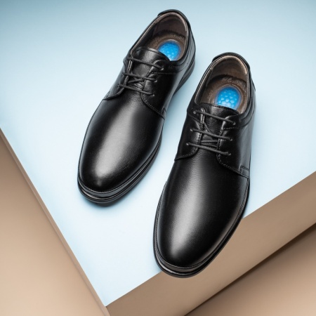 Incaltaminte barbati, Pantofi casual barbati cu siret negri din Piele naturala MOD13431, modlet.ro