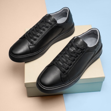 Pantofi casual barbati cu siret negri din Piele naturala MOD13774, 2, modlet.ro