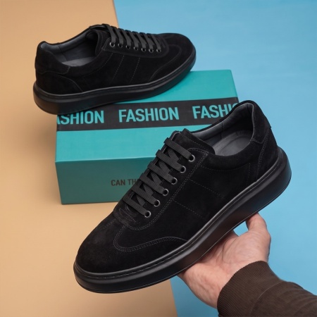 Pantofi casual barbati cu siret negru suede din Piele naturala LEO12, 2, modlet.ro