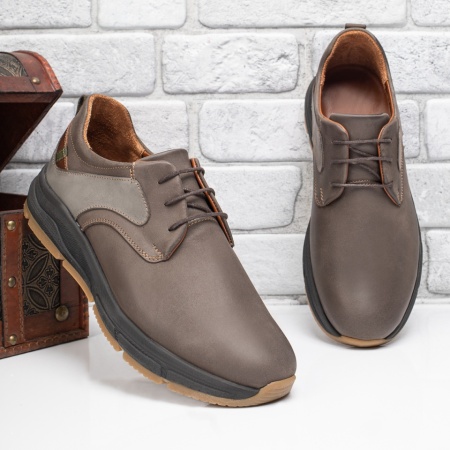 Pantofi casual barbati gri din Piele naturala MOD10646, 2, modlet.ro