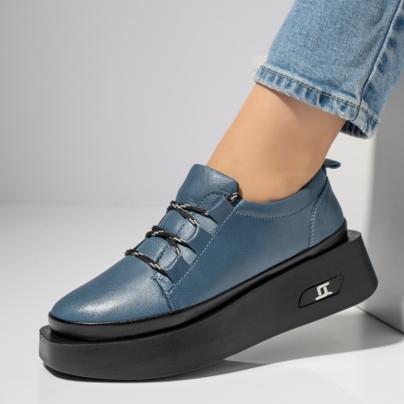 REDUCERI INCALTAMINTE, Pantofi casual dama albastri din Piele naturala MOD11125, modlet.ro
