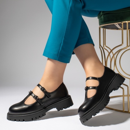 Pantofi casual dama, Pantofi casual dama cu barete negri MOD13444, modlet.ro