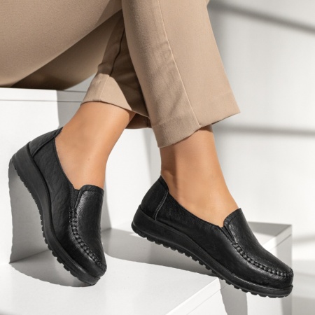 Pantofi casual dama cu insertie de material elastic negri MOD00220, 4, modlet.ro