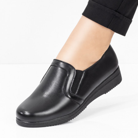 Pantofi dama, Pantofi casual dama cu insertie de material elastic negri MOD08420, modlet.ro