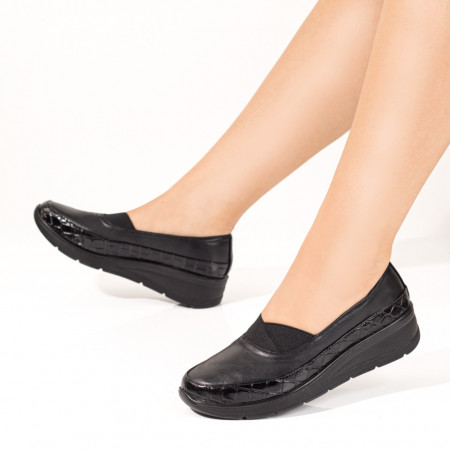 Pantofi casual dama cu insertie de material elastic negri ZEF10344, 3, zeforia.ro