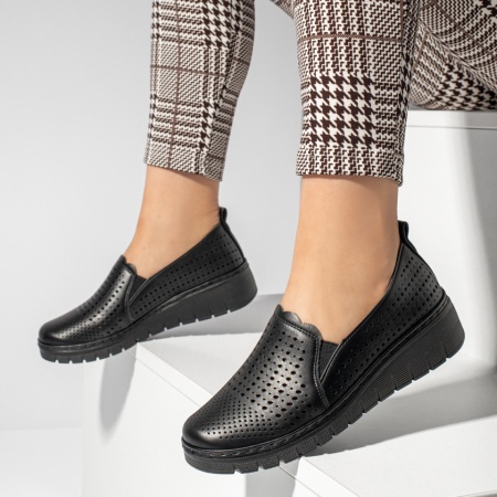 Pantofi casual dama cu perforatii negri MOD13352, 3, modlet.ro