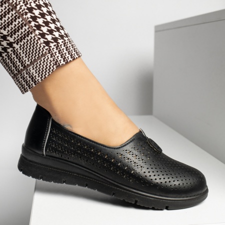Pantofi casual dama cu perforatii negri MOD14244, 2, modlet.ro