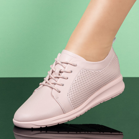 Pantofi dama, Pantofi casual dama cu perforatii roz MOD08337, modlet.ro