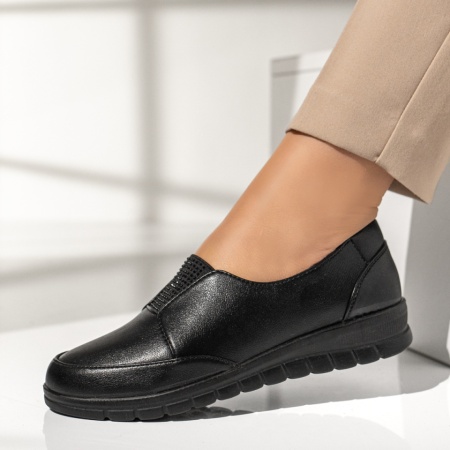 Pantofi casual dama cu pietre aplicate negri MOD13981, 2, modlet.ro