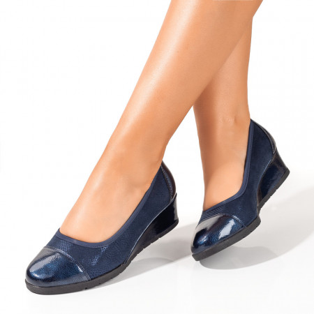 Pantofi casual cu platforma, Pantofi casual dama cu platforma albastri MDL09948 - modlet.ro