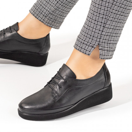 REDUCERI INCALTAMINTE, Pantofi casual dama cu platforma negri din Piele naturala MOD10349, modlet.ro