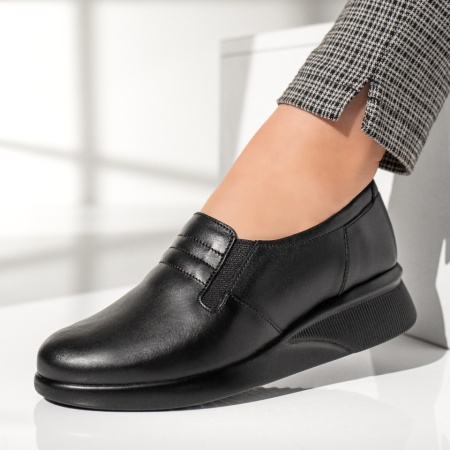 Pantofi dama, Pantofi casual dama cu platforma negri din Piele naturala MOD11279, modlet.ro