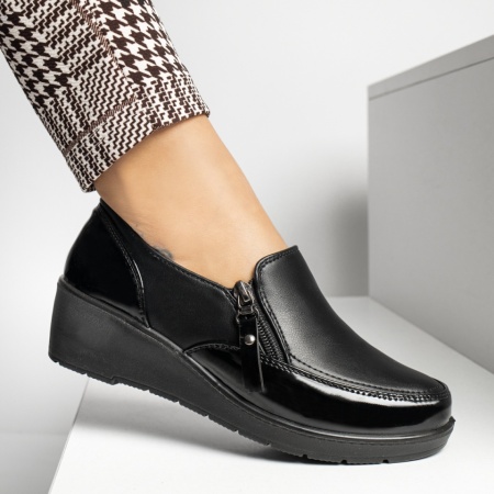 Pantofi casual dama cu platforma si fermoar negri MOD14224, 2, modlet.ro