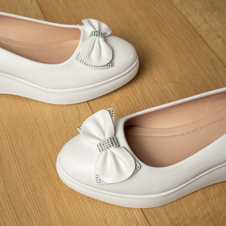 Pantofi casual dama cu platforma si fundita albi IRIS23, 4, modlet.ro