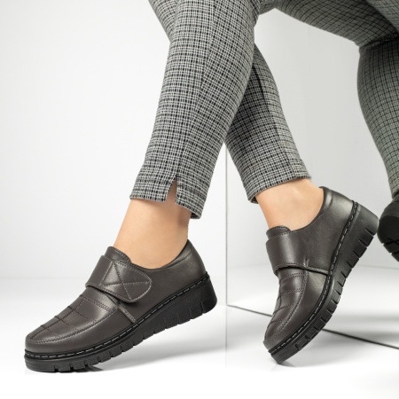 Pantofi dama, Pantofi casual dama cu platforma si inchidere cu scai gri MOD13050, modlet.ro