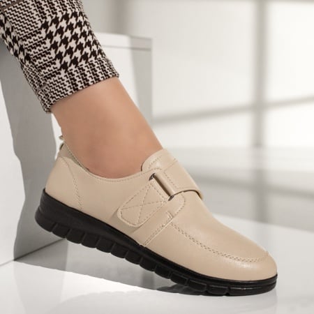 Pantofi casual dama cu scai bej ZEF11937, 4, zeforia.ro