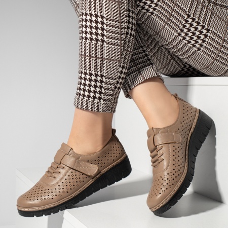 Pantofi casual dama, Pantofi casual dama cu scai maro MOD13353, modlet.ro